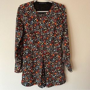 Zara Trafaluc Floral Pattern Long Sleeved Romper